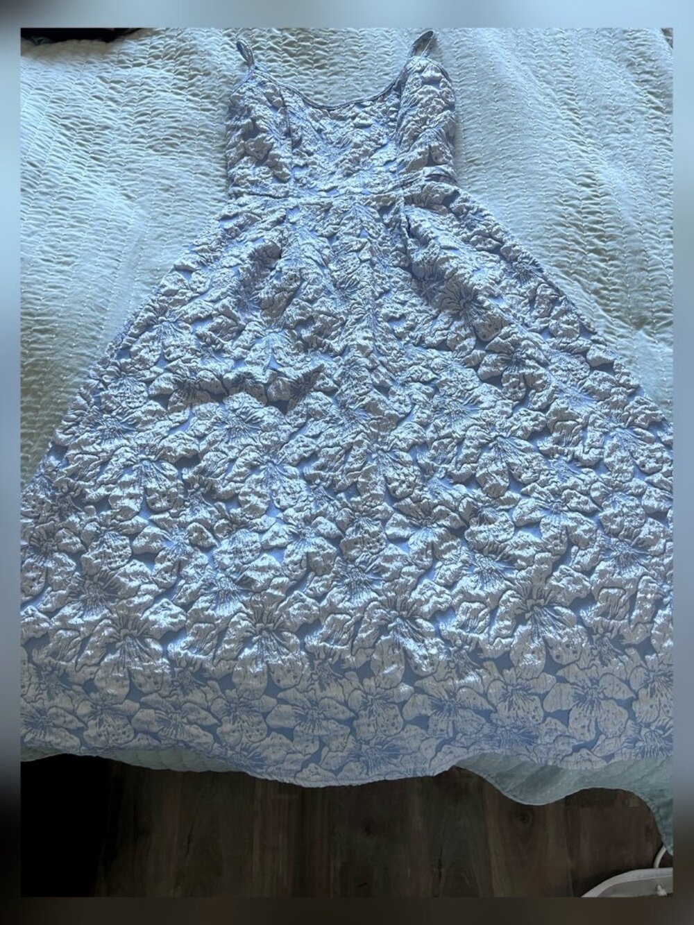 Floreya Light Blue Floral Lace Sleeveless Top S